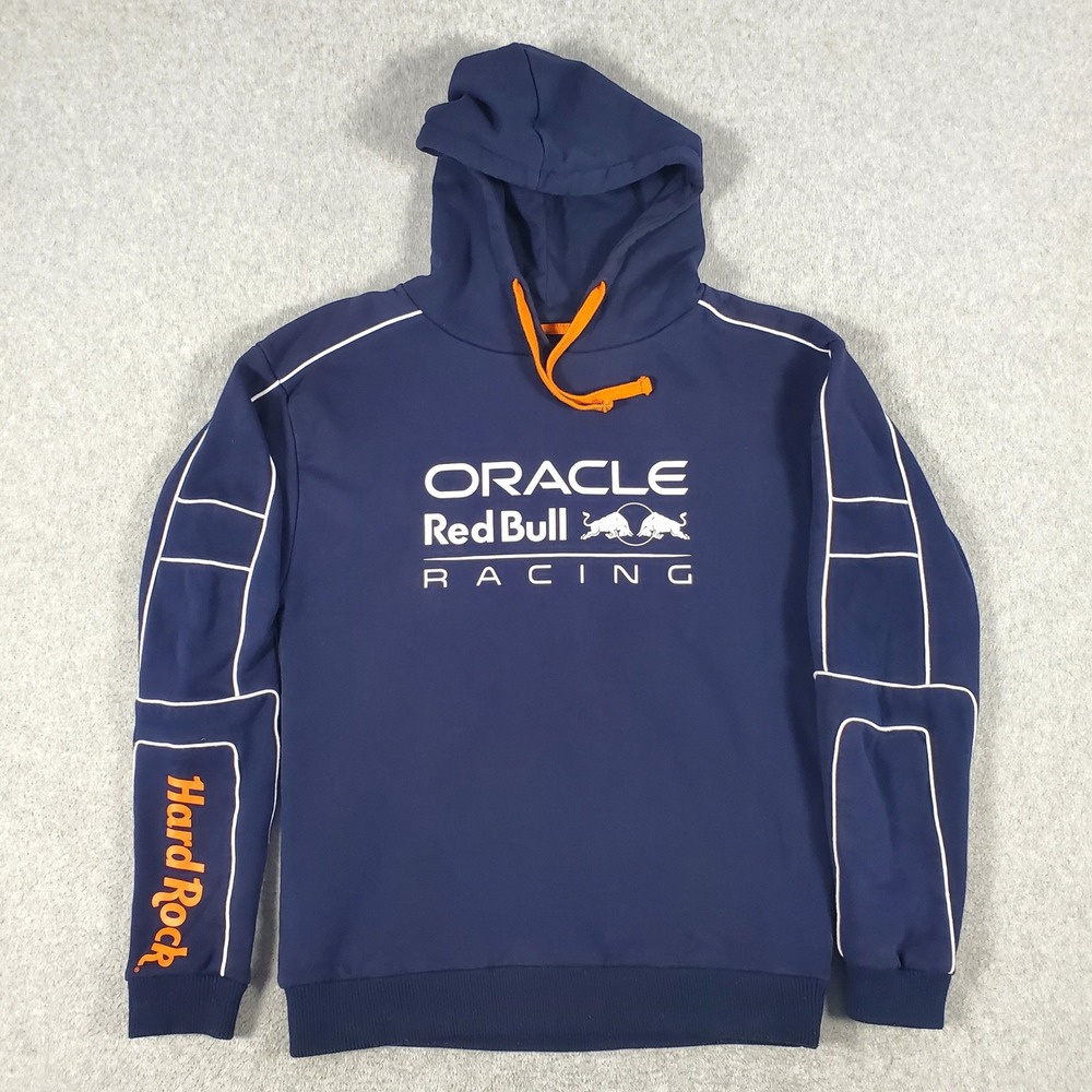 Hard Rock Oracle Red Bull F1 Racing Hoodie Mens Small Navy Blue Pullover Logo